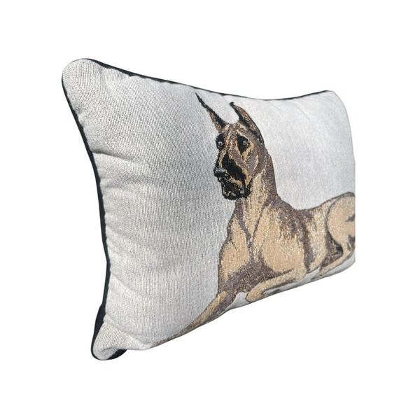 Great Dane Dog Throw Pillow Linda Picken Tapestry Needle Point Style 16x12 - Picture 3 of 4